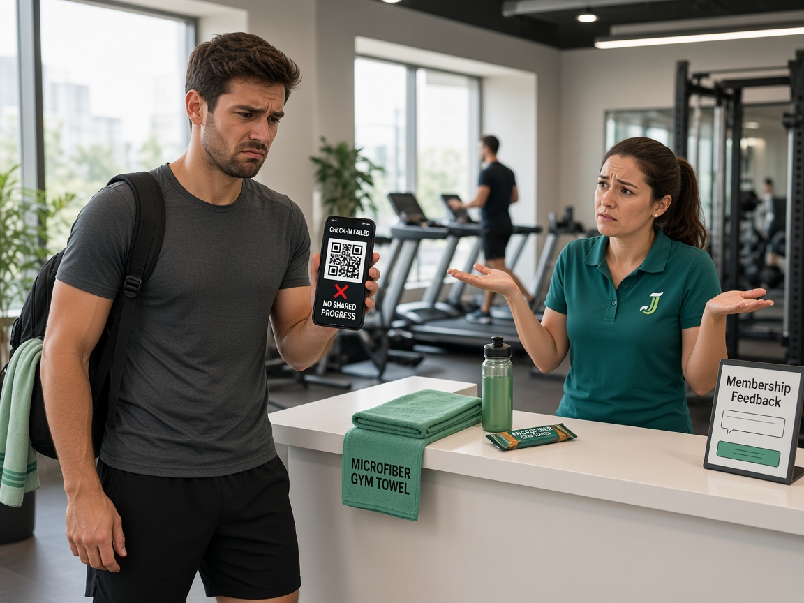 Before Jellin: gym member with no shared progress across locations
